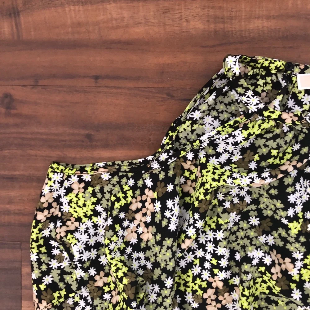 New Michael Kors Blouse Top Cold-Shoulder Handkerchief-Hem Floral